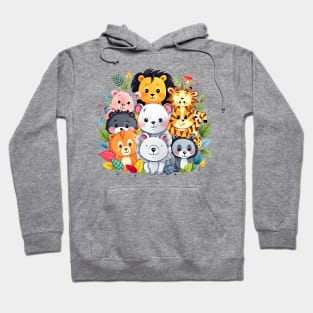 Enchanting Assembly of Jungle Animal Friends Hoodie